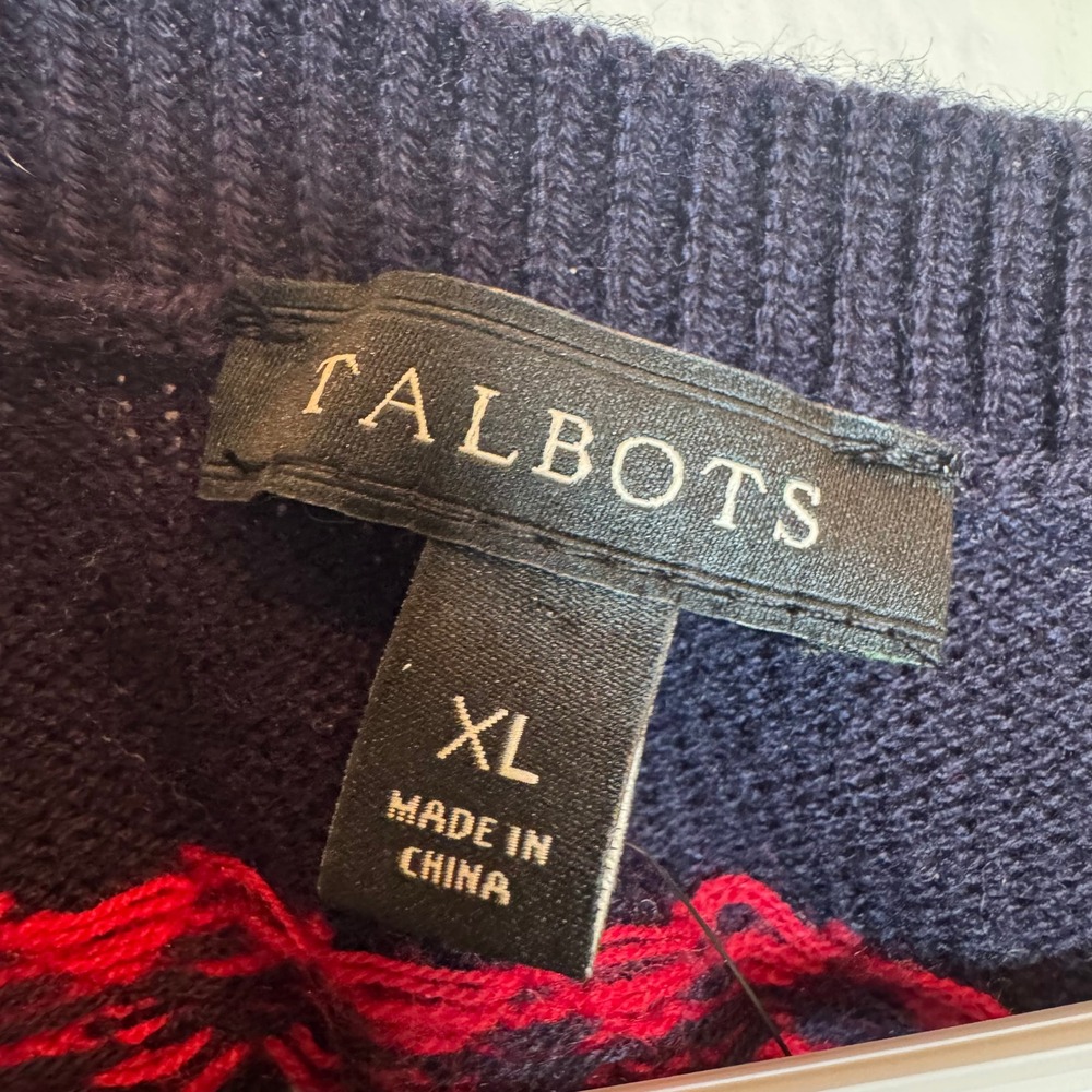 Talbots NWT Womens XL Holiday Christmas Bird Knit Sweater Nordic Fair Isle - Picture 3 of 7